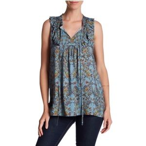 Pleione Sleeveless Floral Peasant Tank Top